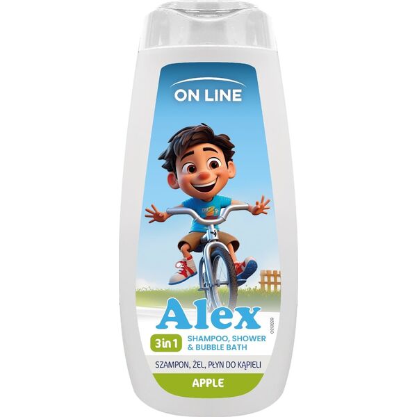 Forte Sweeden ON LINE KIDS Alex 3w1 Szampon, żel, płyn do kąpieli - Apple 400 ml