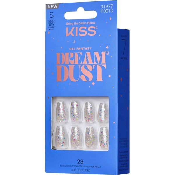 Kiss KISS Sztuczne paznokcie na klej Gel Fantasy Dreamdust, Mood Dust, White, Short Coffin