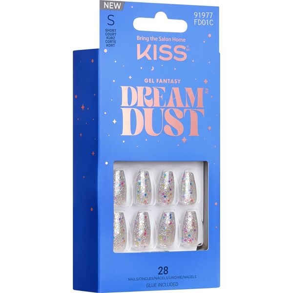 Kiss KISS Sztuczne paznokcie na klej Gel Fantasy Dreamdust, Mood Dust, White, Short Coffin