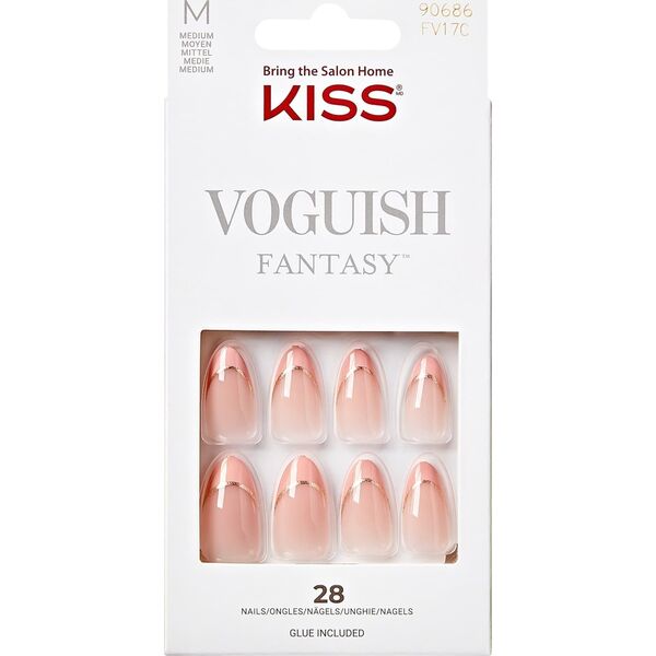 Kiss KISS Sztuczne paznokcie na klej Voguish Fantasy French, Pink French Tips, Medium, Almond Shape