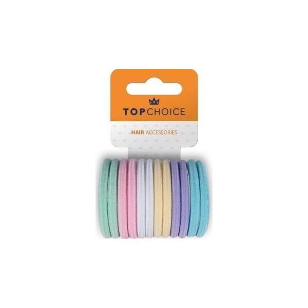 Top Choice TOP CHOICE Gumki do włosów 12 sztuk - mix kolorów pastelowych