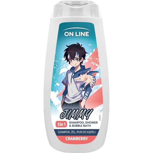 Forte Sweeden ON LINE KIDS Jimmy 3w1 Szampon, żel, płyn do kąpieli - Cranberry 400 ml