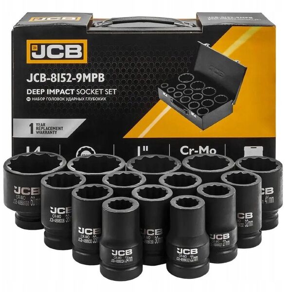 JCB ΚΑΡΥΔΑΚΙΑ ΚΡΟΥΣΤΙΚΑ ΜΑΚΡΥΑ σετ 14τμχ. 1" 12-ΓΩΝΟ (22-60mm)