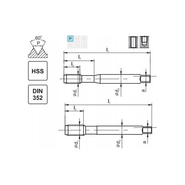 Fanar GWINTOWNIK M22 NGMM/1 DIN-352D (6H) HSS - E1-131001-0220