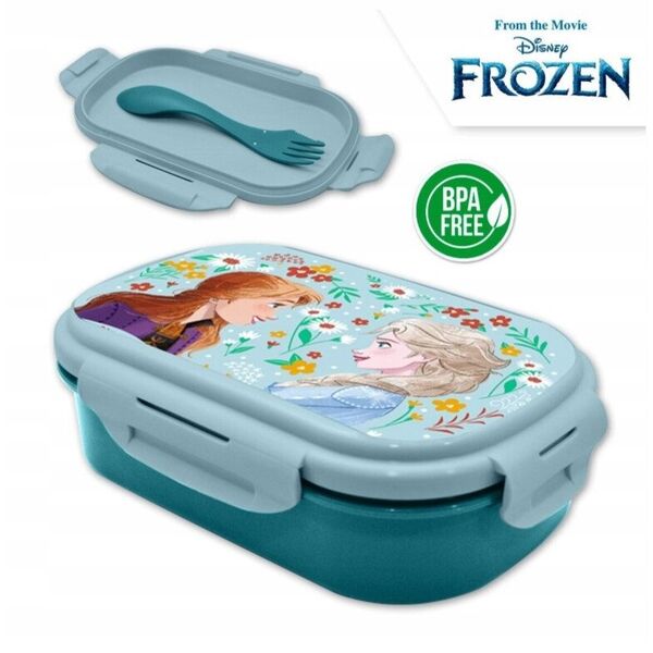 Kids Euroswan Śniadaniówka + sztućce, 21x14x6cm Kraina Lodu Frozen FR50014 Kids Euroswan