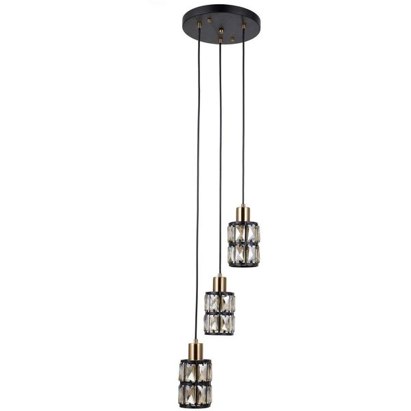 Italux Menfi PND-44236-3-BK-GD lampa wisząca zwis 3x40W E27 przezroczysta/czarna