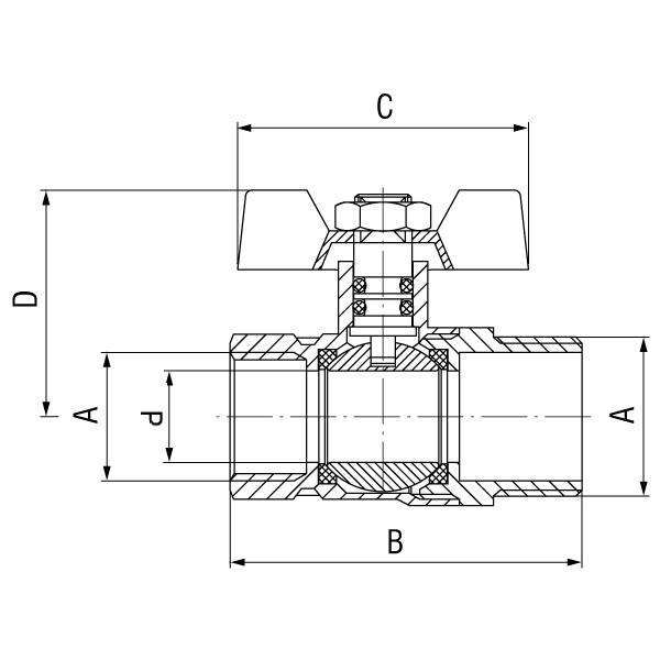 Ferro Zawór kulowy nakrętno-wkrętny 1/2" KMS11