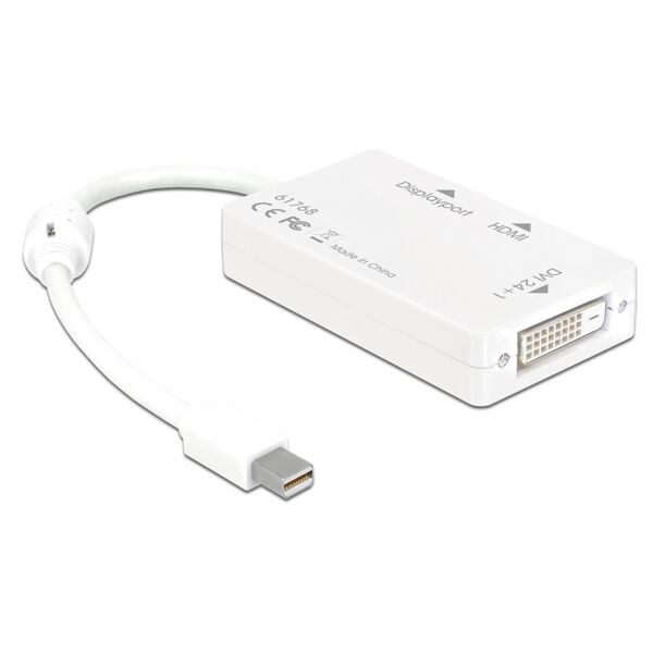 Adapter AV Delock DisplayPort Mini - DisplayPort - HDMI - DVI biały (61768)