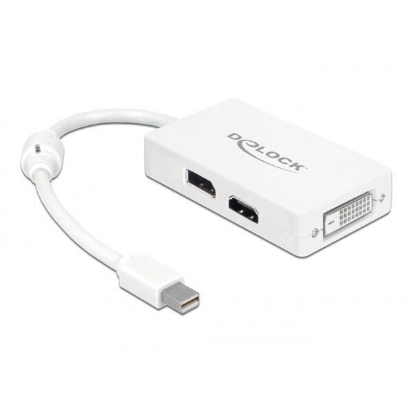 Adapter AV Delock DisplayPort Mini - DisplayPort - HDMI - DVI biały (61768)