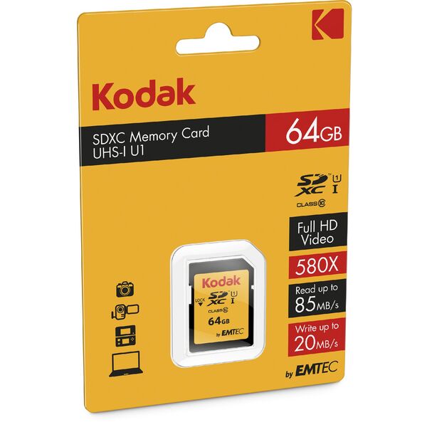 Karta Kodak 580X SDXC 64 GB Class 10 UHS-I/U1  (EKMSD64GXC10K)