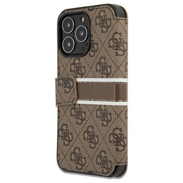 Guess Guess GUBKP13L4GDBR iPhone 13 Pro / 13 6,1" brązowy/brown book 4G Stripe