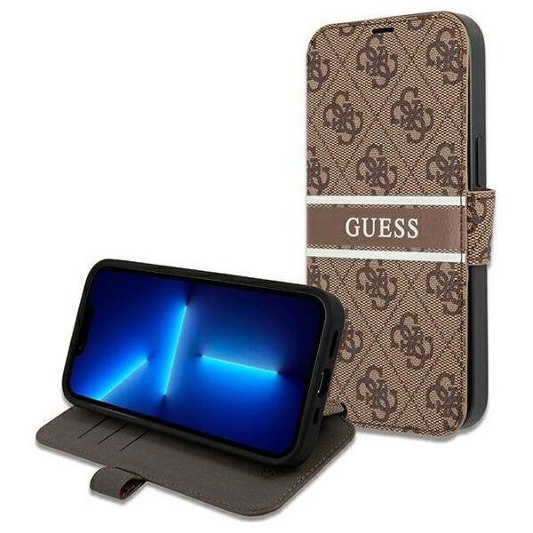 Guess Guess GUBKP13L4GDBR iPhone 13 Pro / 13 6,1" brązowy/brown book 4G Stripe