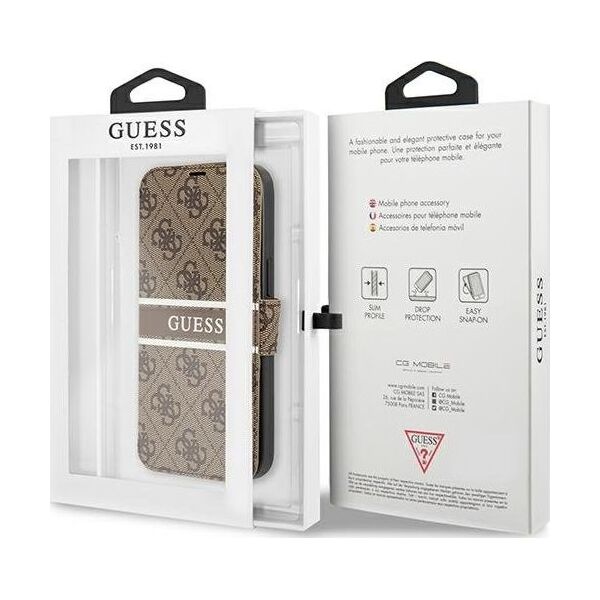 Guess Guess GUBKP13L4GDBR iPhone 13 Pro / 13 6,1" brązowy/brown book 4G Stripe