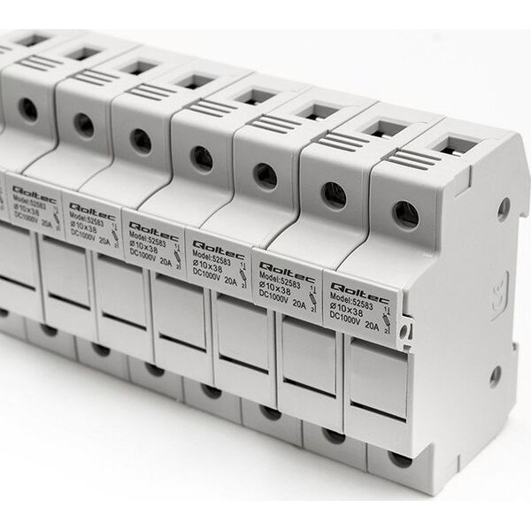 Qoltec Podstawa bezpiecznikowa + bezpiecznik DC | 2P | 1000V | 20A | 10x38 | solar