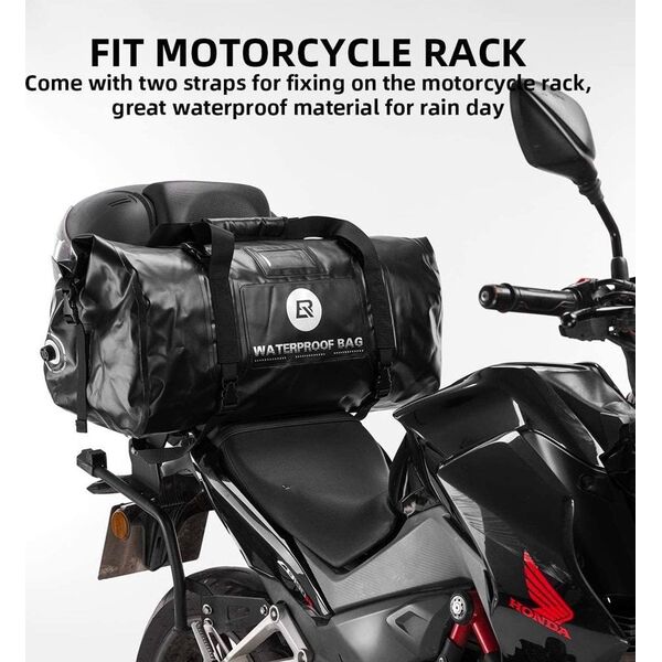 RockBros Praktyczna torba motocyklowa wodoodporna mocowana na siedzenie bagaznik 55L czarna ROCKBROS