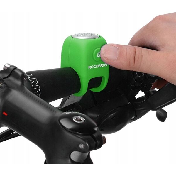 RockBros Dzwonek rowerowy elektroniczny w obudowie silikonowej - zielony ROCKBROS