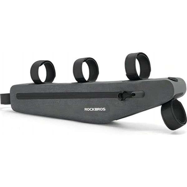 RockBros Długa sztywna torba rowerowa wodoodporna mocowany do ramy 1.5L szara ROCKBROS