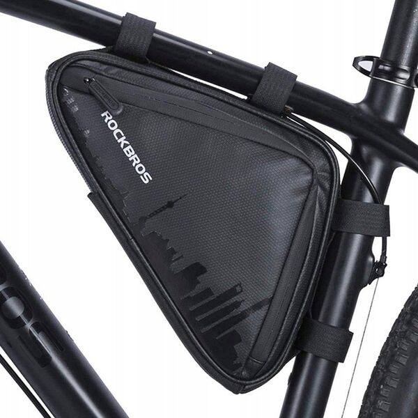 RockBros Torba rowerowa wodoodporna mocowana rzepami na ramę czarna ROCKBROS