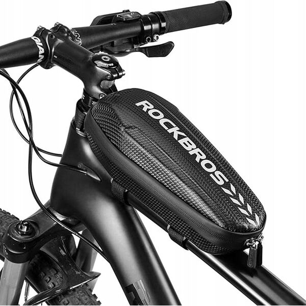 RockBros Twarda torba rowerowa wodoszczelna mocowana na ramę 1.1L czarna ROCKBROS