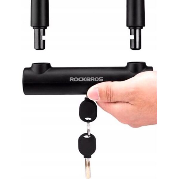 RockBros Zapięcie rowerowe U-Lock wzmacniany zamek na klucz - czarne ROCKBROS