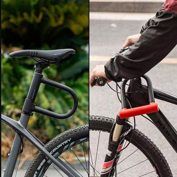 RockBros Zapięcie rowerowe U-Lock wzmacniany zamek na klucz - czarne ROCKBROS