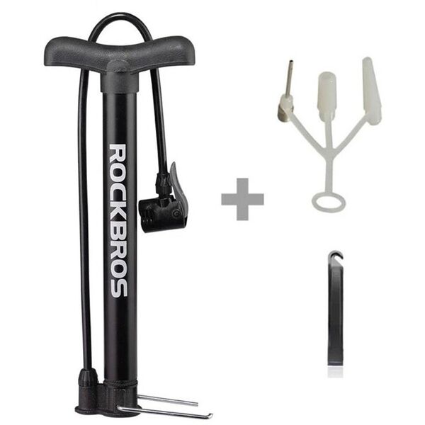 Pompka rowerowa podłogowa 120psi / 8bar końcówki do piłek materacy - czarna Pompka rowerowa podłogowa 120psi / 8bar końcówki do piłek materacy - czarna