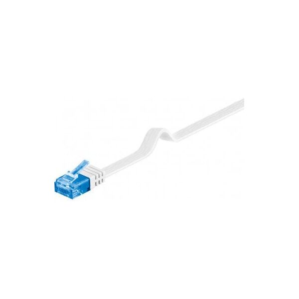 CAT 6A Płaska Kabel połączeniowy,U/UTP, Biały - Długość kabla 0.5 m