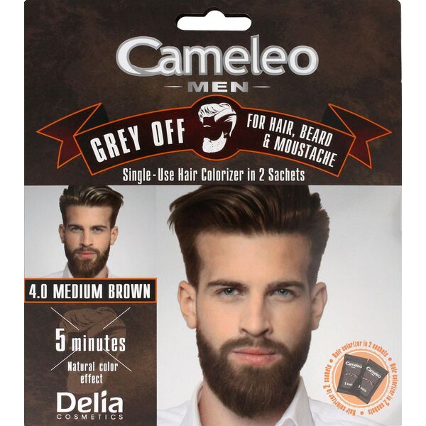 Delia Cameleo Men Krem koloryzujący do włosów, brody i wąsów 4.0 medium brown 15mlx2