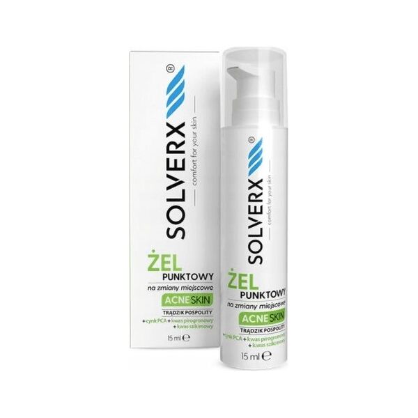 Solverx SOLVERX Acne Skin Żel punktowy na zmiany miejscowe - przeciwtrądzikowy 15ml