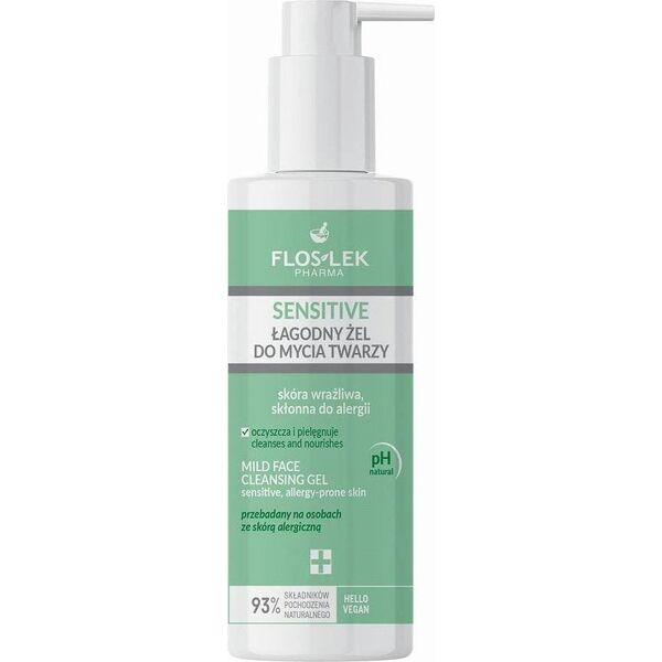 Floslek Flos-Lek Pharma, Sensitive Łagodny Żel do mycia twarzy skóra wrażliwa skłonna do alergii, 175 ml - Długi termin ważności!