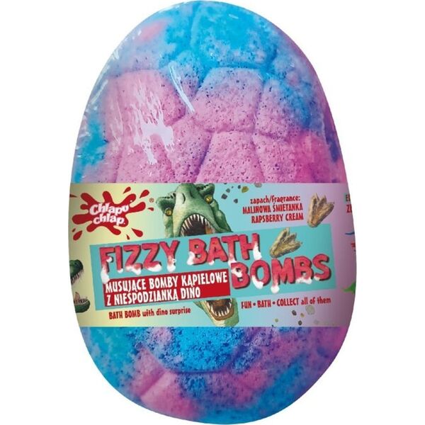 Chlapu Chlap CHLAPU CHLAP Musująca Bomba kąpielowa Jajo Dinozaura z niespodzianką - wata cukrowa 140g