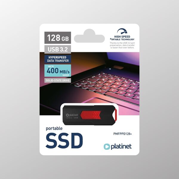 ΦΟΡΗΤΟΣ ΔΙΣΚΟΣ SSD PLATINET USB 3.2 ΕΩΣ 400MB/s 128GB ΜΑΥΡΟ [46157]