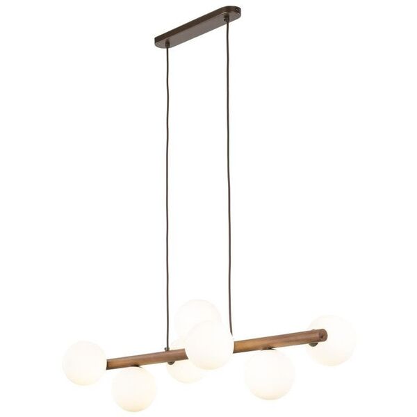 Φωτιστικό κρεμαστό TKKRYWULT Estera 10272 7x6W G9 καρυδιά/λευκό
