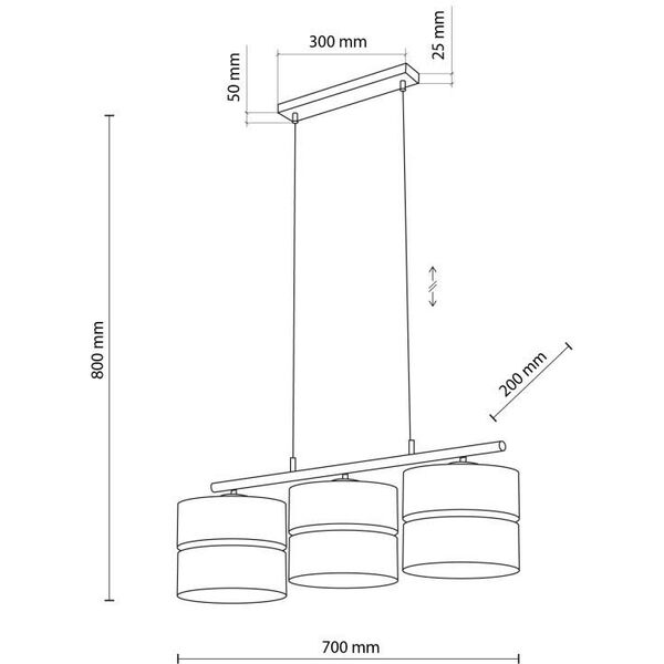 TK Lighting Nicol 4801 κρεμαστό φωτιστικό 3x15W E27 μαύρο/δρυς