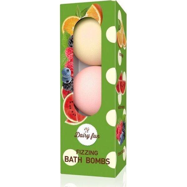 Dairy fun DAIRY FUN_Fizzing Bath Bombs musujące kule do kąpieli Arbuz, Owoce Leśne i Pomarańcza 3x100g