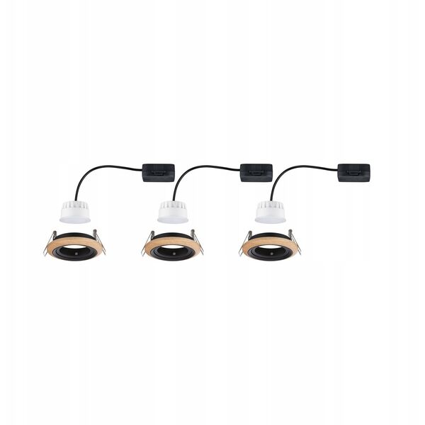 Σετ ενσωματωμένων φωτιστικών LANATI COIN LED 3X 6W 470lm 84mm 2700K IP20 230V ξύλο / μαύρο / αλουμίνιο