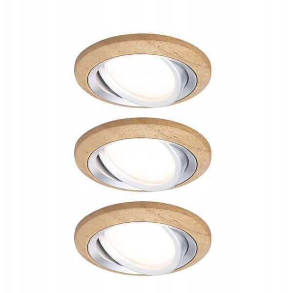 Σετ ενσωματωμένων φωτιστικών LANATI COIN LED 3X 6W 470lm 84mm 2700K IP20 230V ξύλο / αλουμίνιο