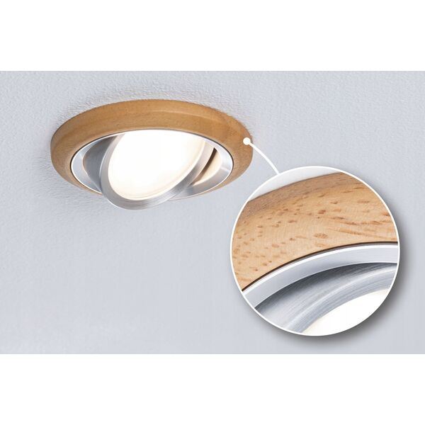 Σετ ενσωματωμένων φωτιστικών LANATI COIN LED 3X 6W 470lm 84mm 2700K IP20 230V ξύλο / αλουμίνιο