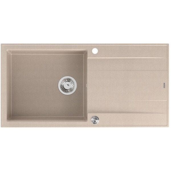 EVAN 146 XL GraniteQ νεροχύτης με σιφόν Push 2 Open 1-θέσιο χωρίς οπή (1000x500x210| θάλαμος 420x480) pearl beige / στοιχεία από ατσάλι