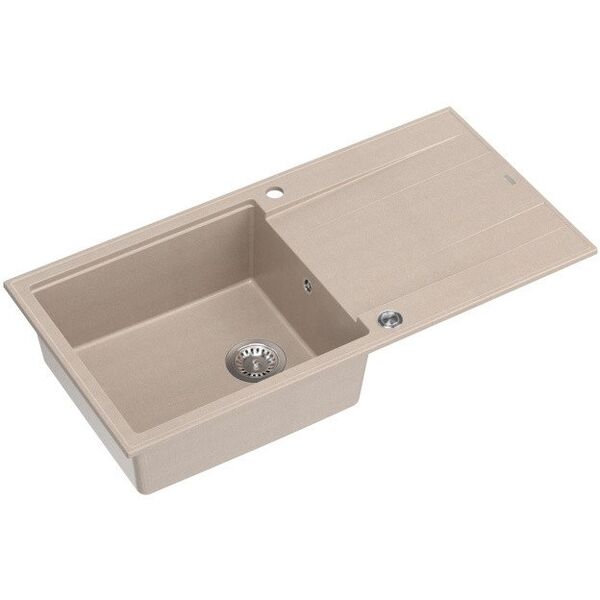EVAN 146 XL GraniteQ νεροχύτης με σιφόν Push 2 Open 1-θέσιο χωρίς οπή (1000x500x210| θάλαμος 420x480) pearl beige / στοιχεία από ατσάλι