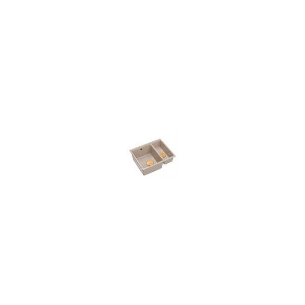 LOGAN 150 GraniteQ νεροχύτης PEARL BEIGE 56x46x22 cm 1,5-θέσεων χωρίς οπή υποκαθήμενος + χειροκίνητο σιφόνι χαλκού εξοικονόμησης χώρου