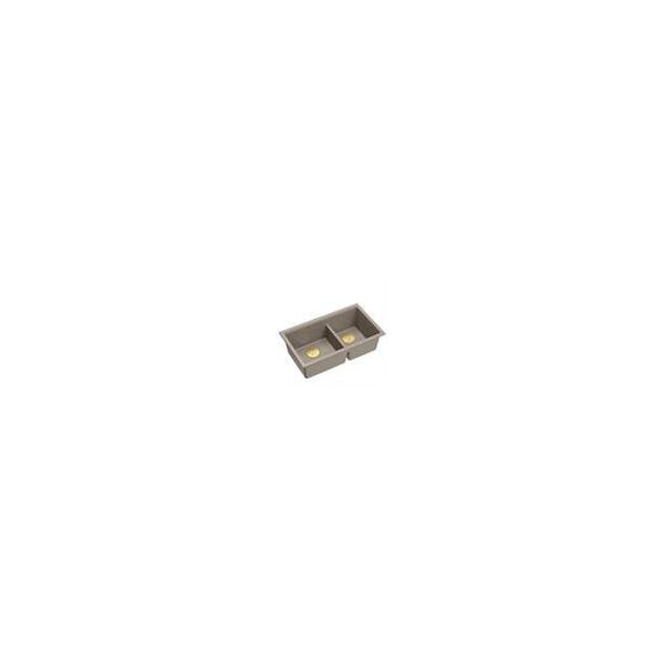QUADRON | LOGAN 120 | γρανιτένιος νεροχύτης κουζίνας SOFT TAUPE + ΧΡΥΣΟ PVD | διάσταση: 76 x 45 x 23,5 cm | 2-θέσιος υποκαθήμενος | ελάχιστο πλάτος ντουλαπιού: 80 cm
