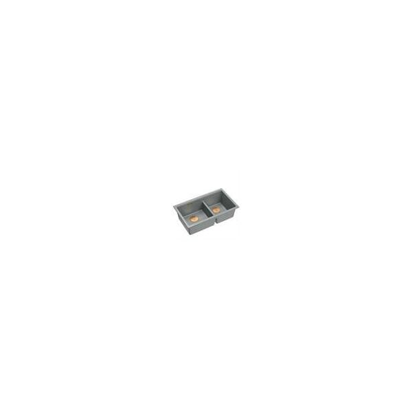 QUADRON | LOGAN 120 | γρανιτένιος νεροχύτης κουζίνας SILVER STONE + MIEDŹ PVD | διάσταση: 76 x 45 x 23,5 cm | 2-θάλαμος υποκαθήμενος | υποδομή ντουλαπιού από: 80 cm