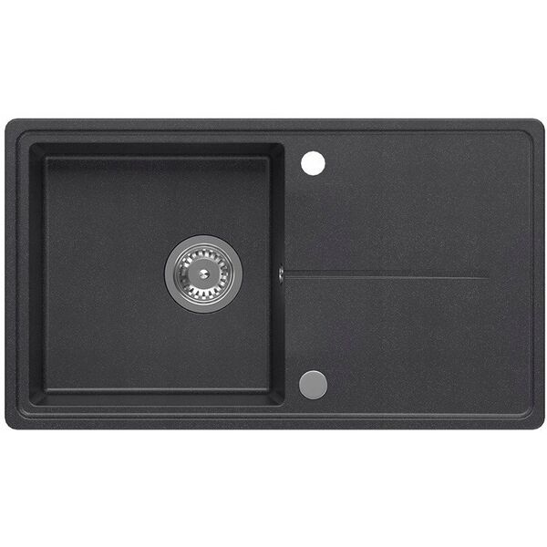 TONY 111 GraniteQ γρανιτένιος νεροχύτης black dotted (μαύρος) 1-διαμερισματικός με/χωρίς (78x45x18,5), με σιφόνι και τάπα από ανοξείδωτο ατσάλι