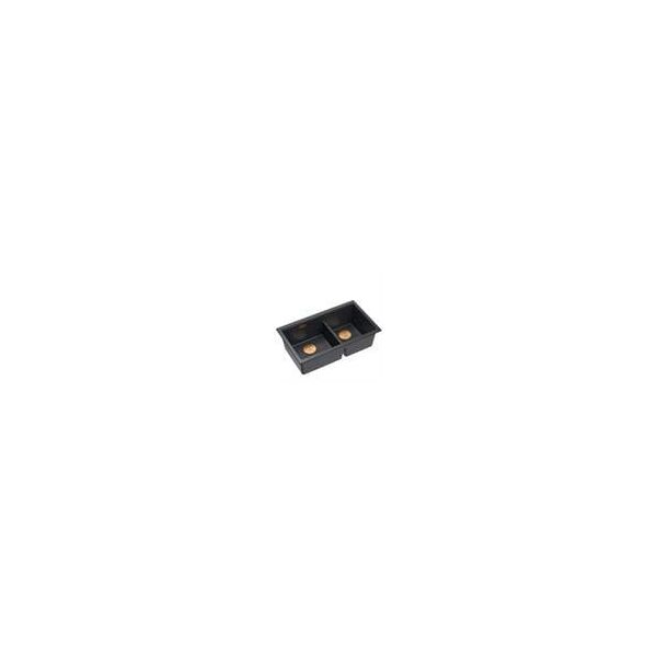 QUADRON | LOGAN 120 | γρανιτένιος νεροχύτης κουζίνας BLACK DIAMOND + MIEDŹ PVD | διάσταση: 76 x 45 x 23,5 cm | 2-θέσιος υποκαθήμενος | ελάχιστο πλάτος ντουλαπιού: 80 cm
