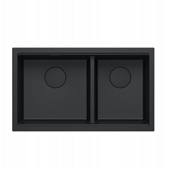 QUADRON | LOGAN 120 | γρανιτένιος νεροχύτης κουζίνας PURE CARBON + ΜΑΥΡΟ ΜΑΤ | διάσταση: 76 x 45 x 23,5 εκ. | 2-θέσιος εντοιχισμένος | υποστήριξη ντουλαπιού από: 80 εκ.