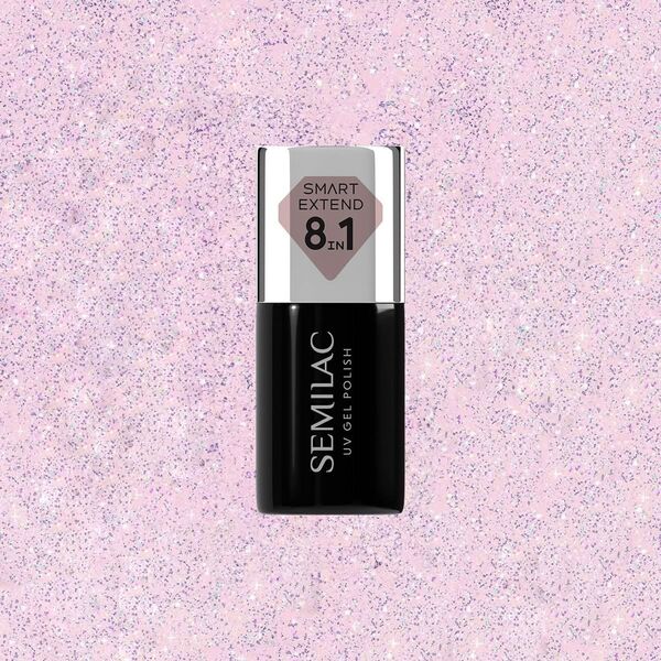 SEMILAC Smart Extend Υβριδικό βερνίκι Glitter Delicate Pink αρ. 806 7 ml