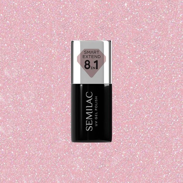 SEMILAC Smart Extend Υβριδικό βερνίκι Glitter Dirty Nude Rose αρ. 805 7 ml