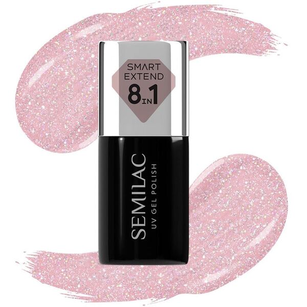 SEMILAC Smart Extend Υβριδικό βερνίκι Glitter Dirty Nude Rose αρ. 805 7 ml