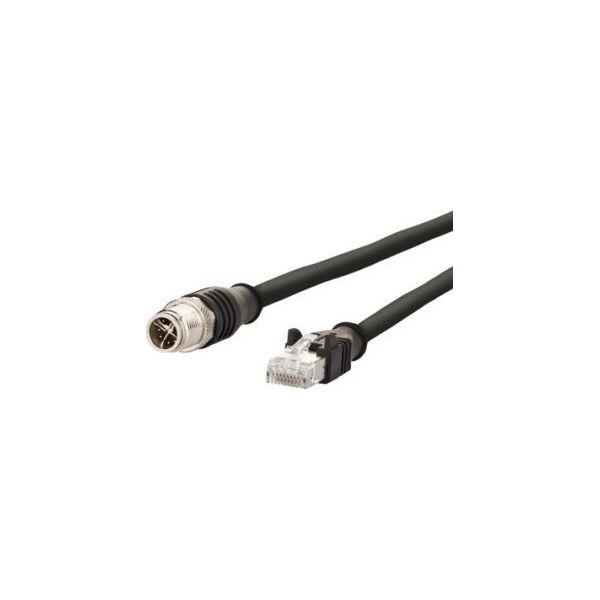 Metz Kabel połączeniowy METZ CONNECT M12 męski-RJ45 męski, 4-stykowy, kodowany X, czarny, 2 m